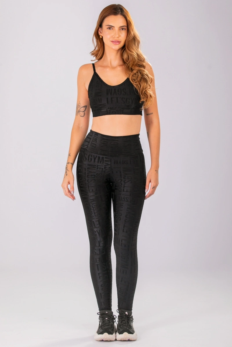 Lets Gym - Top Velvet Name Preto - 2627PT