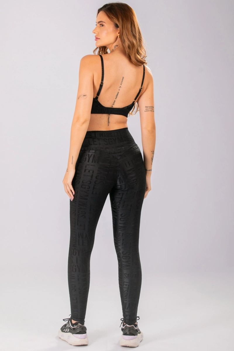 Lets Gym - Top Velvet Name Preto - 2627PT