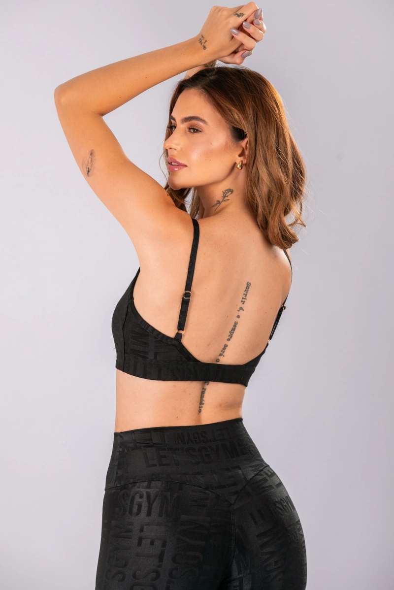 Lets Gym - Top Velvet Name Preto - 2627PT
