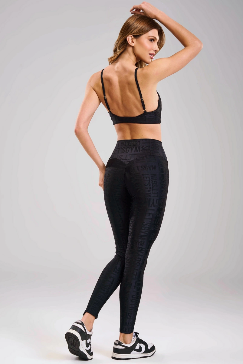 Lets Gym - Legging Velvet Name Preto - 2628PT