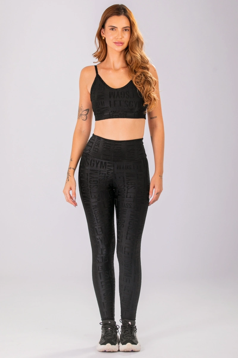 Lets Gym - Legging Velvet Name Preto - 2628PT