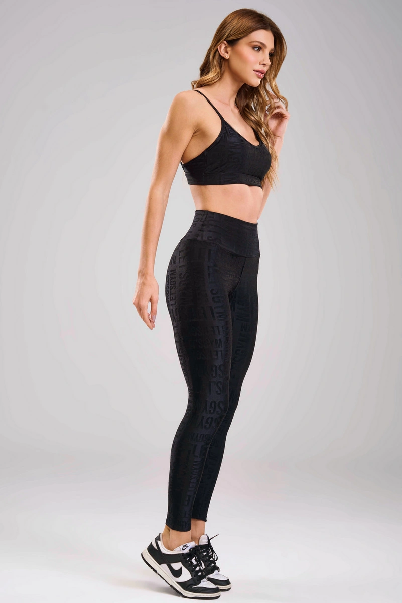 Lets Gym - Legging Velvet Name Preto - 2628PT