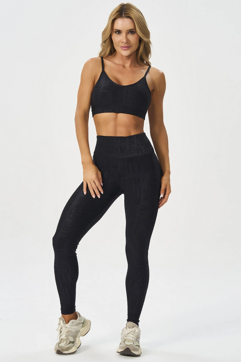 Lets Gym - Black Velvet Name Leggings - 2628PT