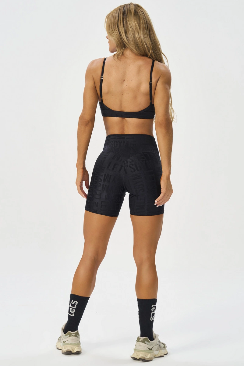 Lets Gym - Black Velvet Name Shorts - 2629PT