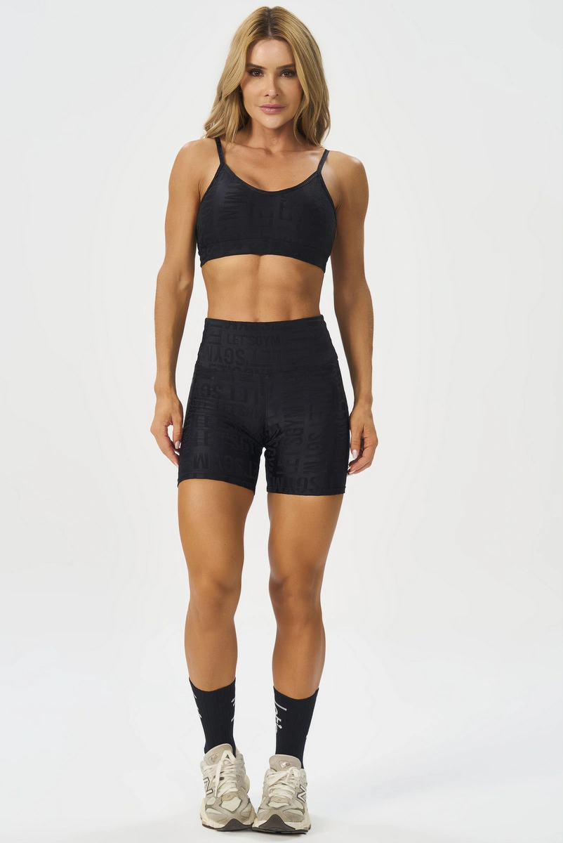 Lets Gym - Black Velvet Name Shorts - 2629PT