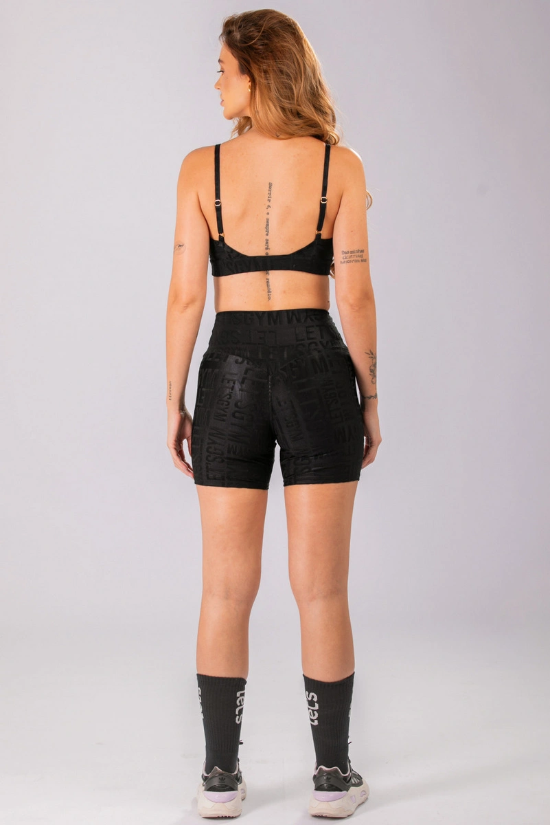 Lets Gym - Shorts Velvet Name Preto - 2629PT