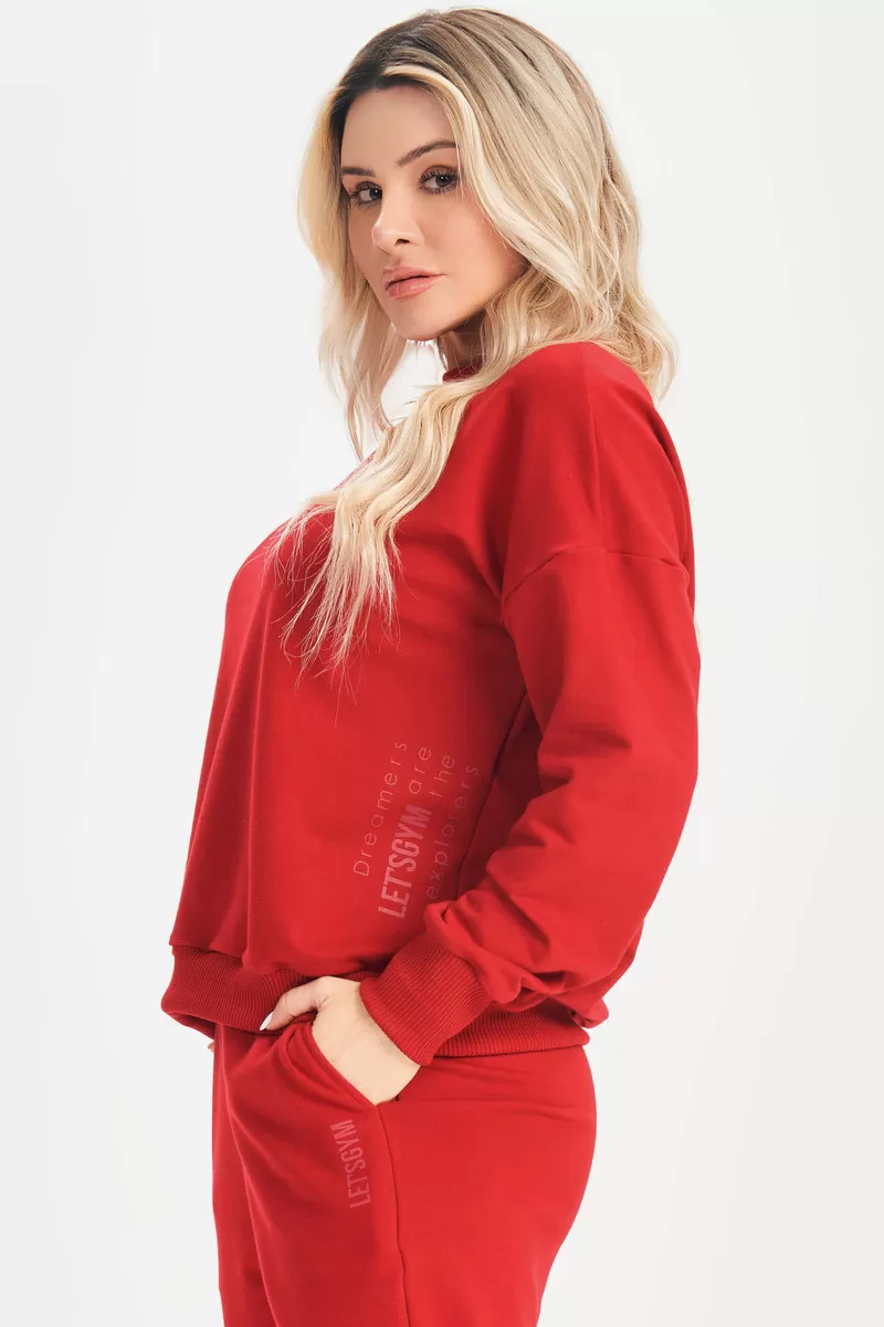 Lets Gym - Moletom Relax Vermelho - 2632VM