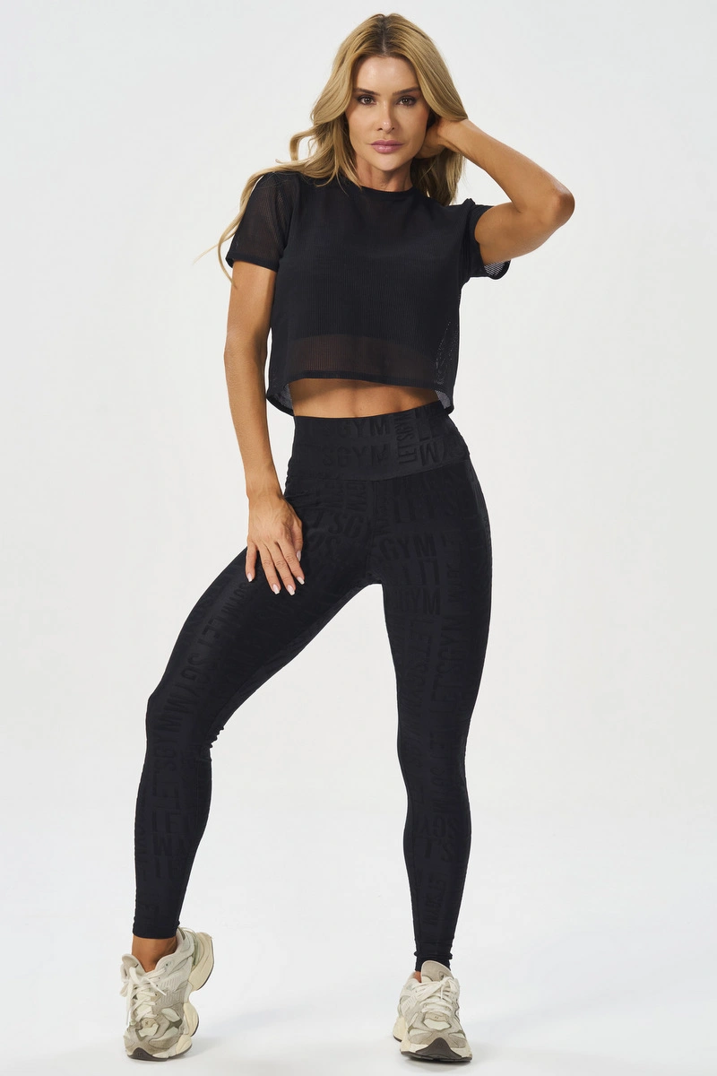 Lets Gym - Blusa Box MC Screen Preto - 2650PT