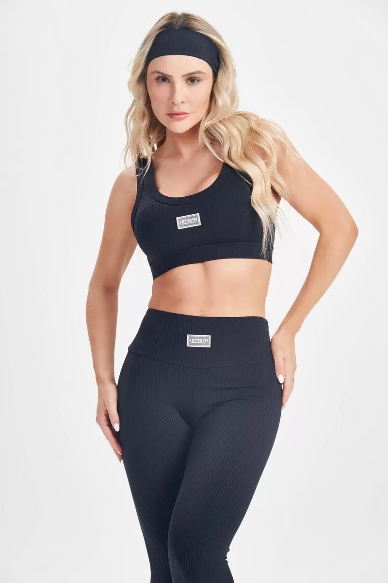Lets Gym - Top Comfort Rib Preto - 2677PT