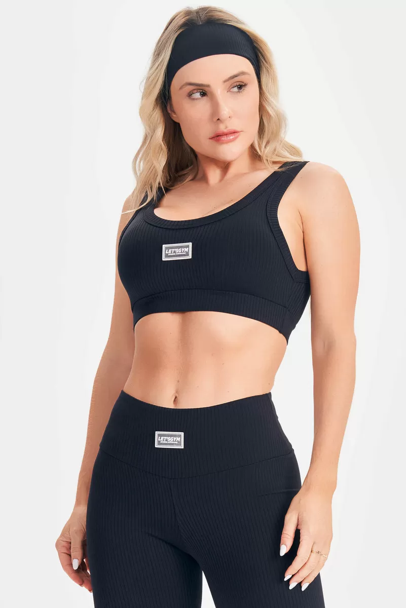 Lets Gym - Top Comfort Rib Preto - 2677PT