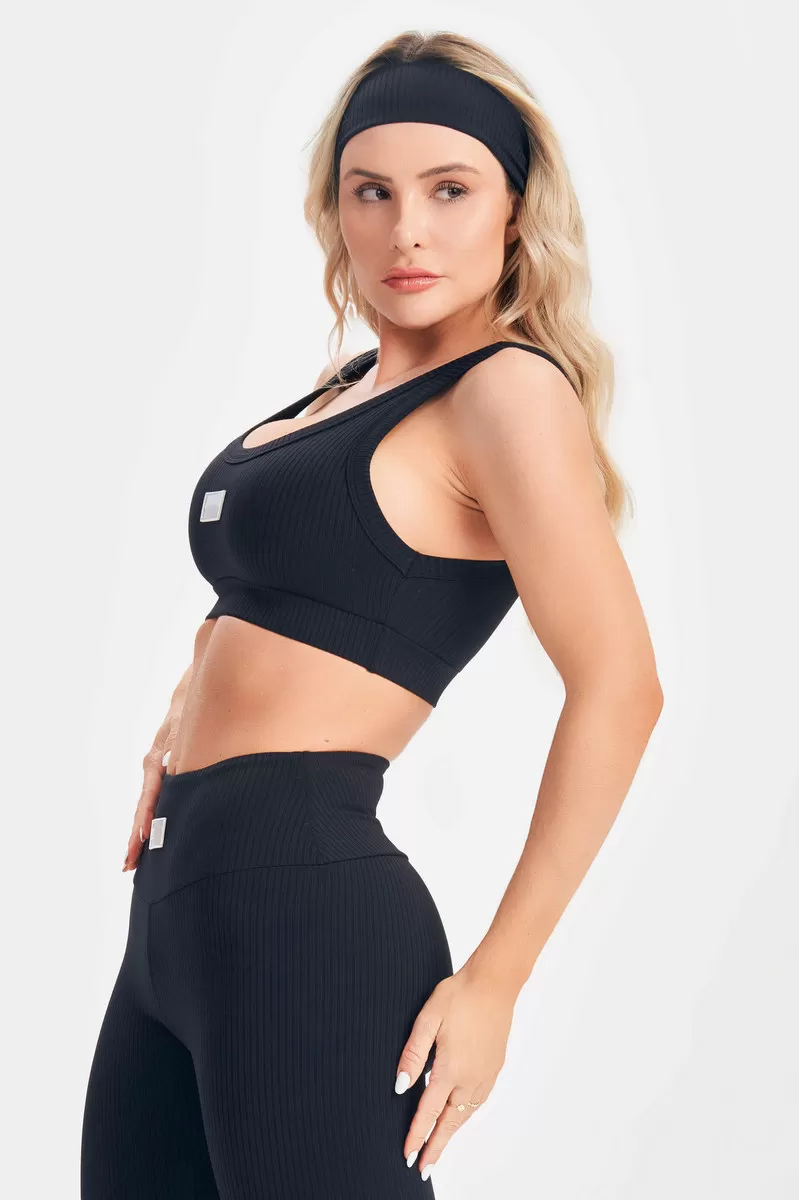 Lets Gym - Top Comfort Rib Preto - 2677PT