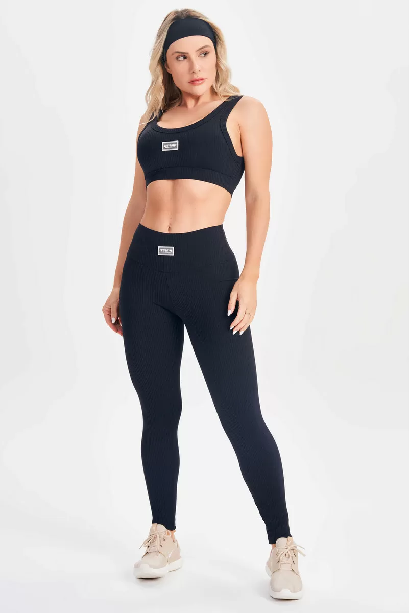 Lets Gym - Black Comfort Rib Leggings - 2678APT