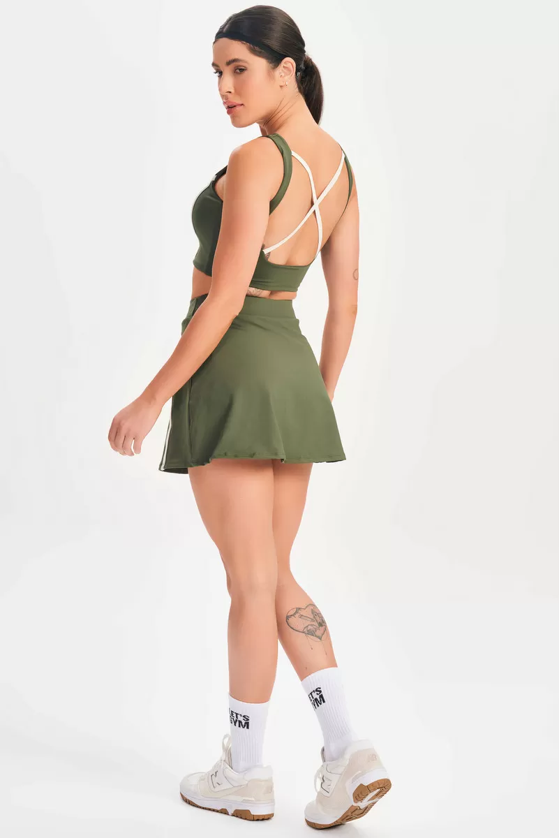 Lets Gym - Cropped Drop Shot Military Green - 2684VDM