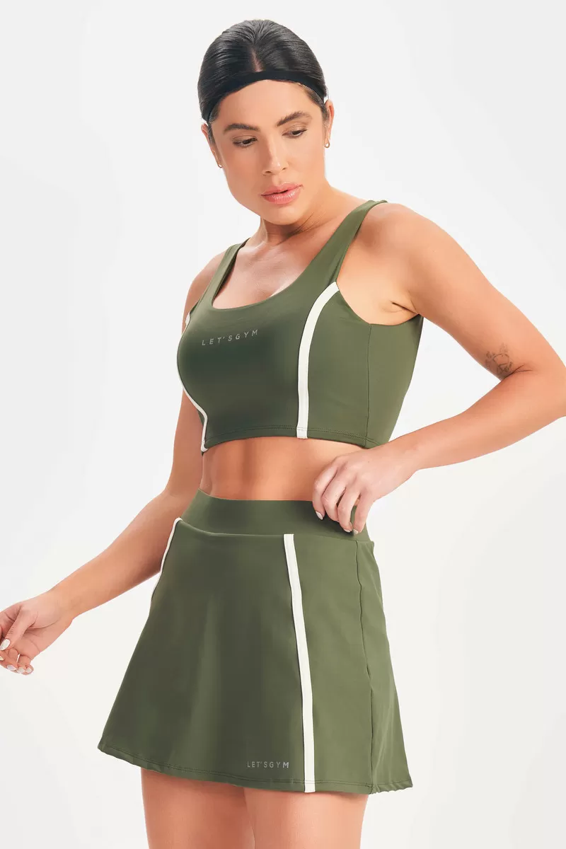 Lets Gym - Cropped Drop Shot Military Green - 2684VDM
