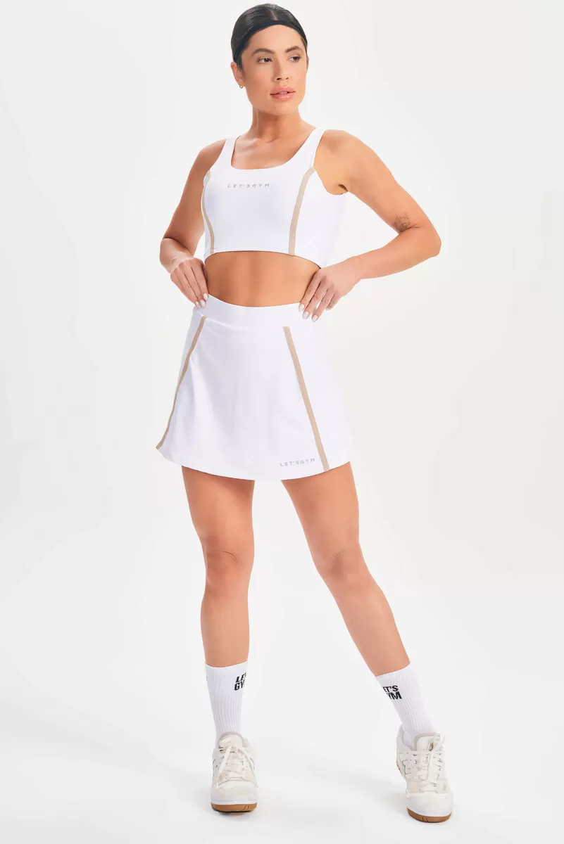 Lets Gym - Short Skirt Drop Shot White - 2685BR