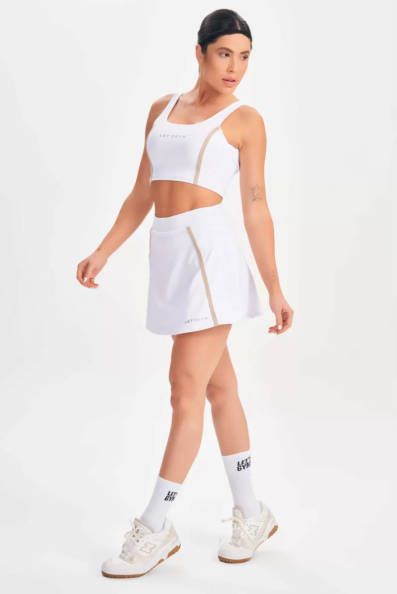 Lets Gym - Short Saia Drop Shot Branco - 2685BR