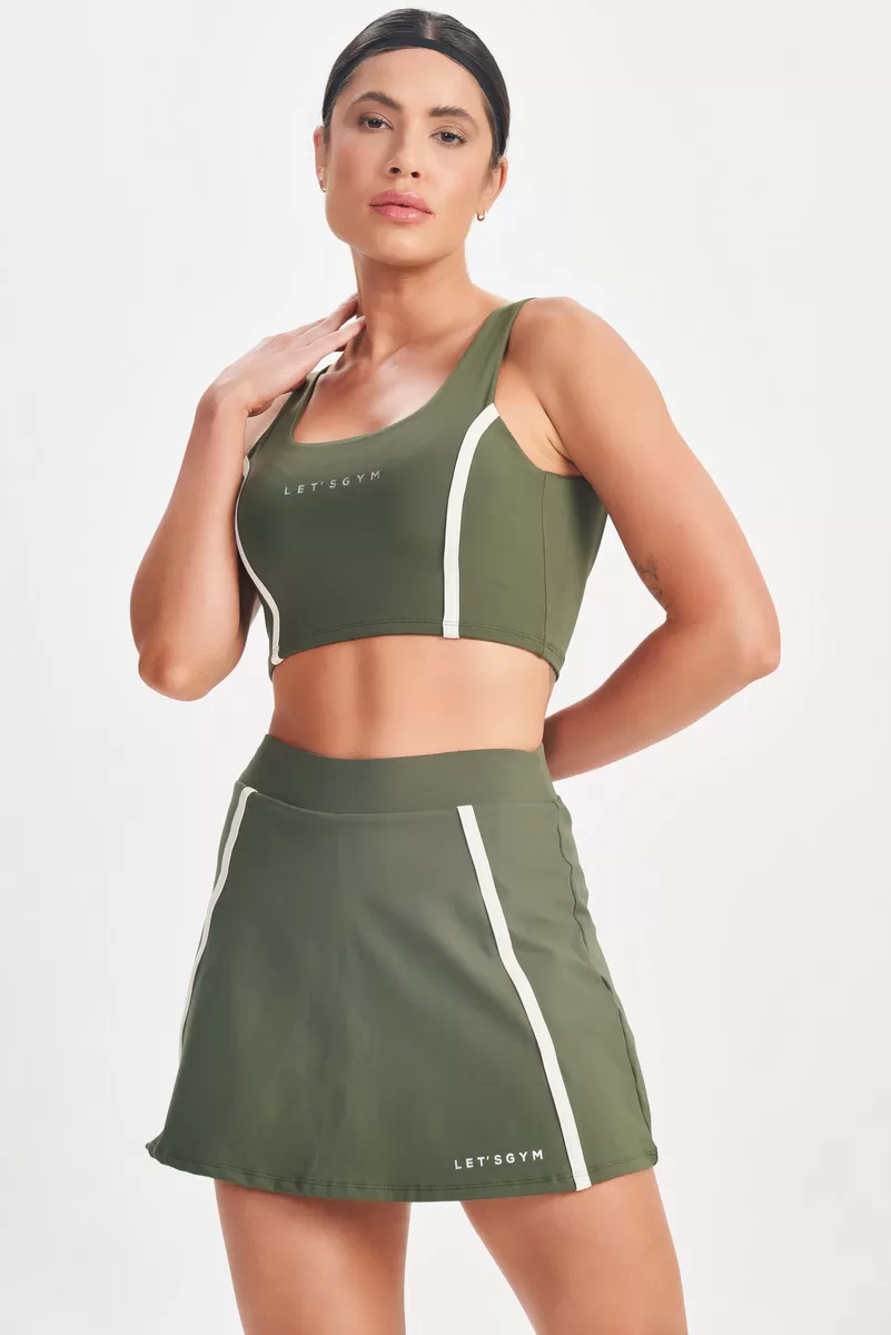 Lets Gym - Short Skirt Drop Shot Military Green - 2685VDM