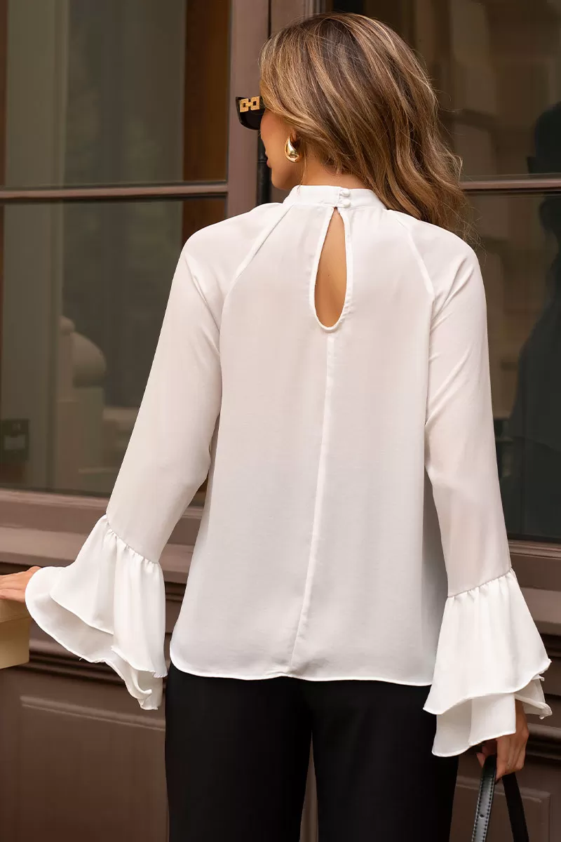 Miss Misses - Andressa Long Sleeve Shirt with White Cape Detail - 54555005