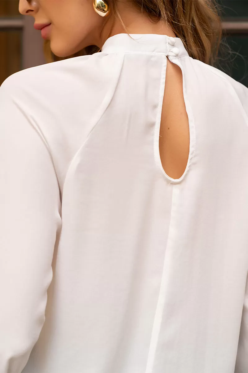 Miss Misses - Andressa Long Sleeve Shirt with White Cape Detail - 54555005