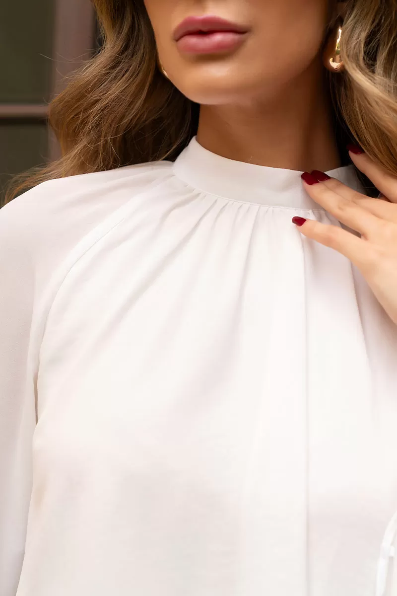 Miss Misses - Andressa Long Sleeve Shirt with White Cape Detail - 54555005