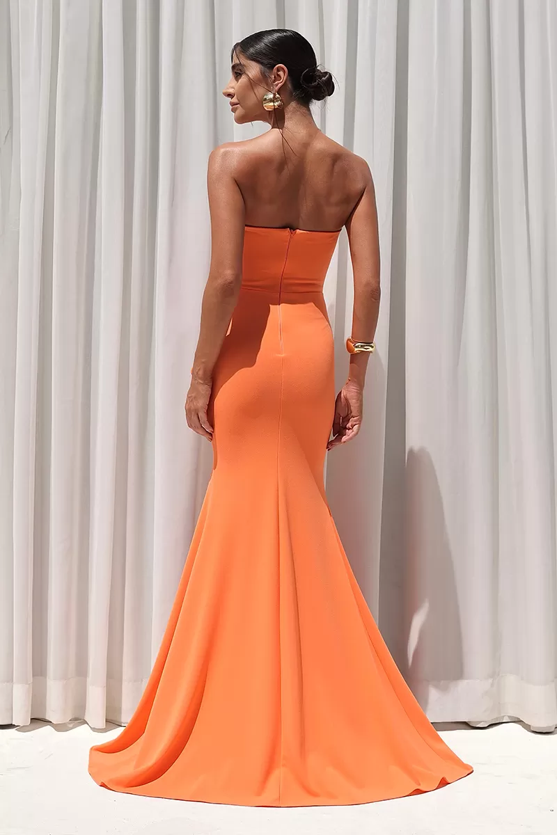 Dot Clothing - TQC Dot Clothing Long Dress With Orange Flower - 2603LARANJA