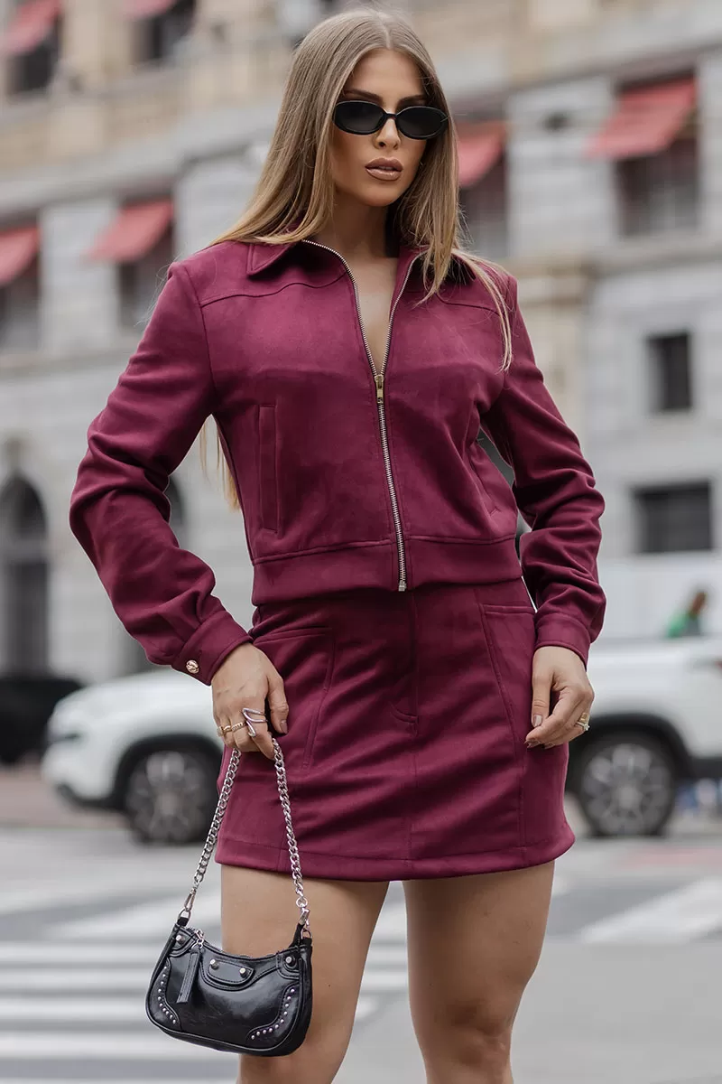 Miss Misses - Juliet Skirt with Cutout and Burgundy Pocket - 54549134