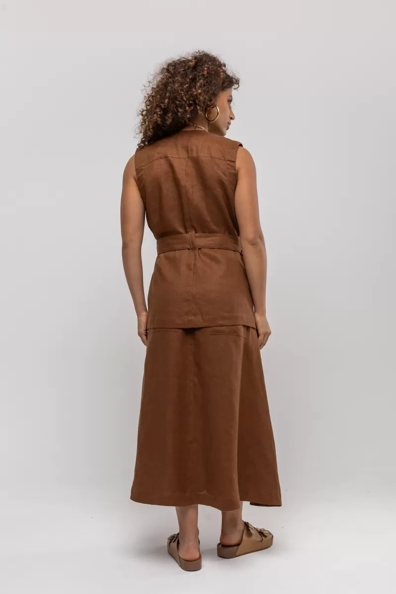 Hidrogênio - BROWN LINEN WRAP VEST - 20402031