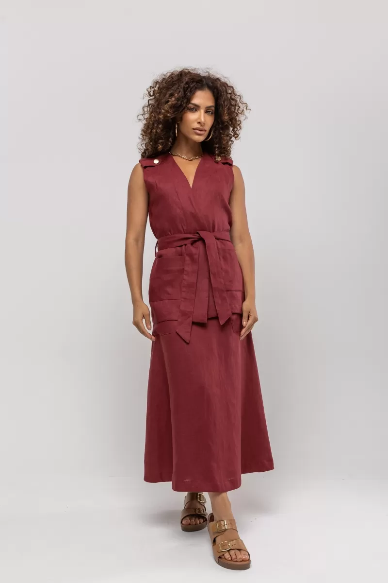 Hidrogênio - LINEN WRAP VEST IN WINE - 20402043
