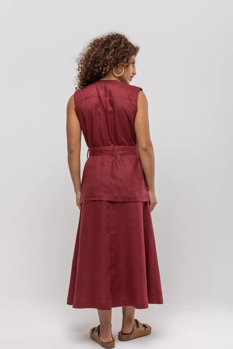 Hidrogênio - LINEN WRAP VEST IN WINE - 20402043