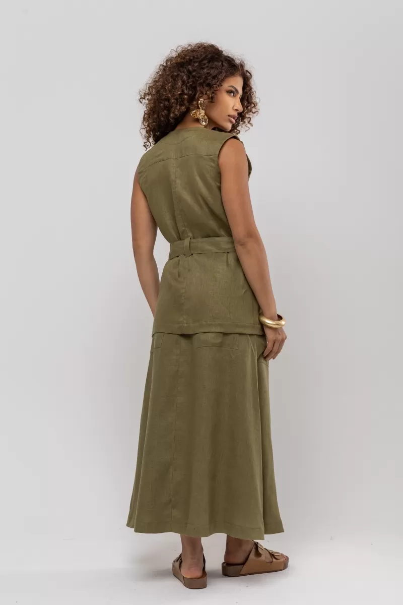 Hidrogênio - COLETE TRANSPASSADO LINHO PURO CAPIM - 20402400