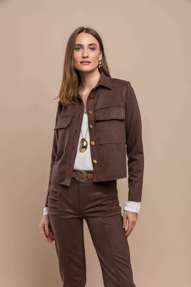 Hidrogênio - CASACO COM BOLSOS A FIO CHOCOLATE - 20458032