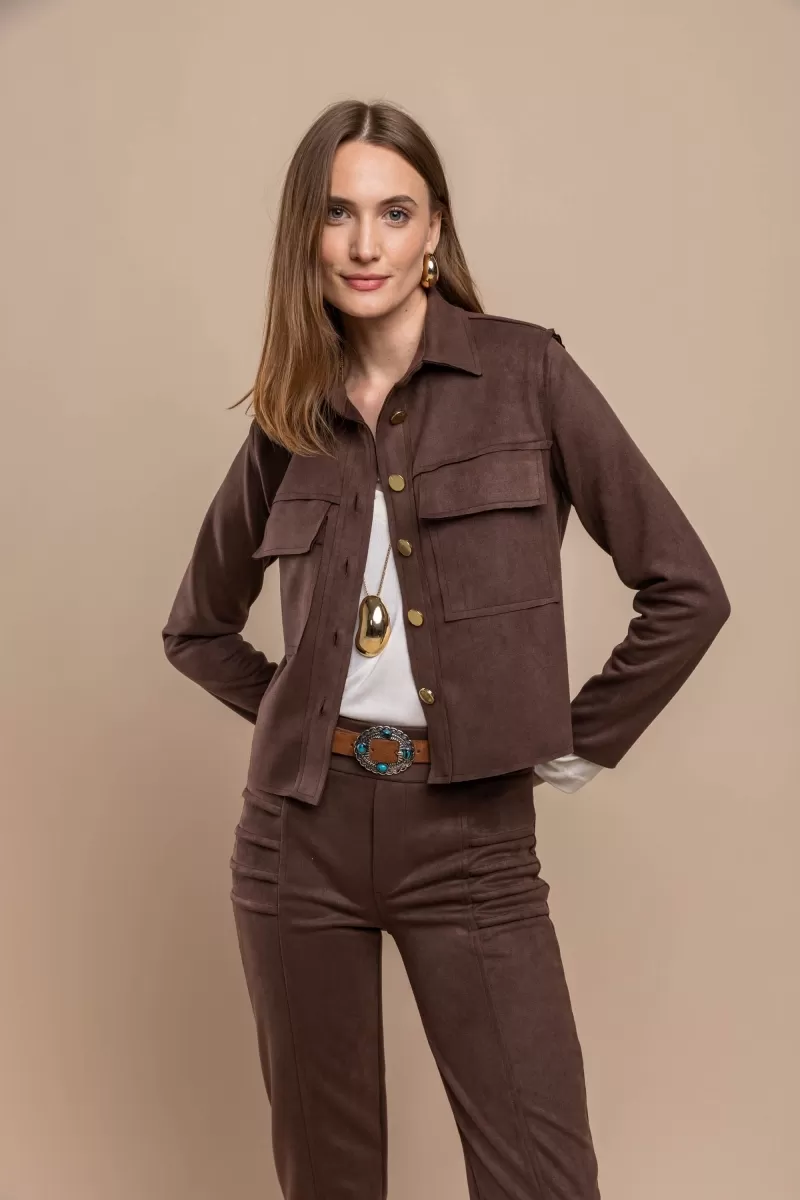 Hidrogênio - CASACO COM BOLSOS A FIO CHOCOLATE - 20458032