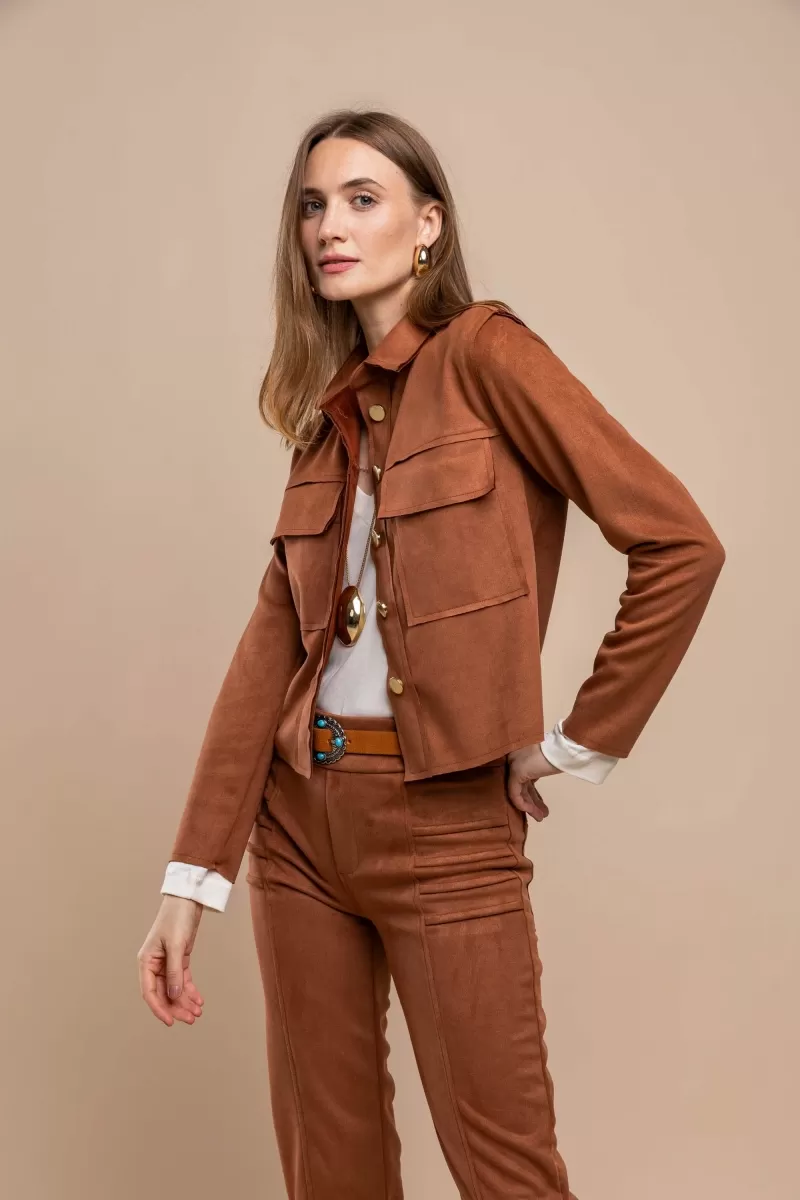 Hidrogênio - CASACO COM BOLSOS A FIO COGNAC - 20458579