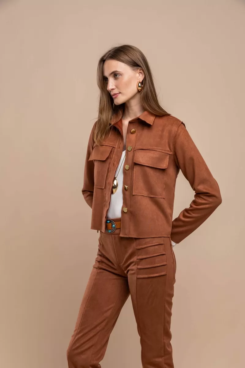 Hidrogênio - CASACO COM BOLSOS A FIO COGNAC - 20458579