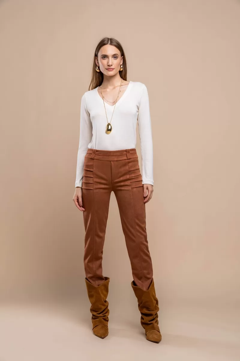 Hidrogênio - CALÇA DE PREGAS COGNAC - 20465579
