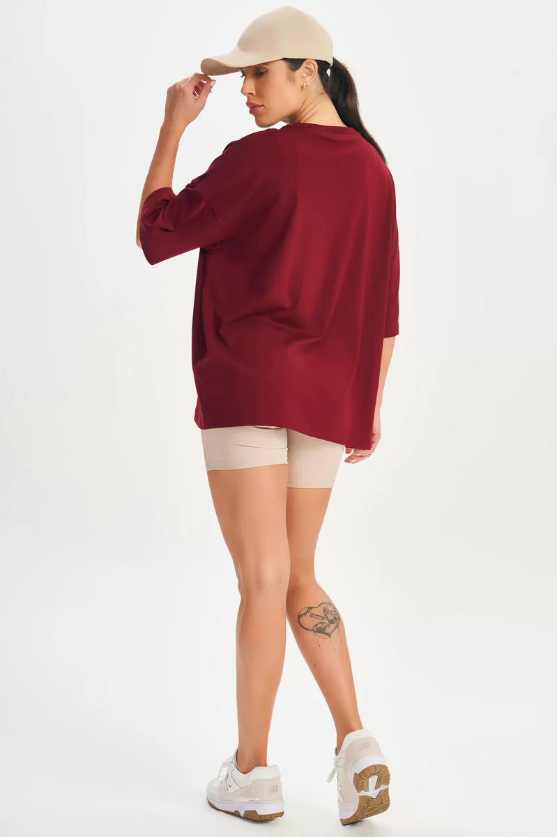 Lets Gym - Camiseta Oversizes Real Bodies Marsala - 2695MS