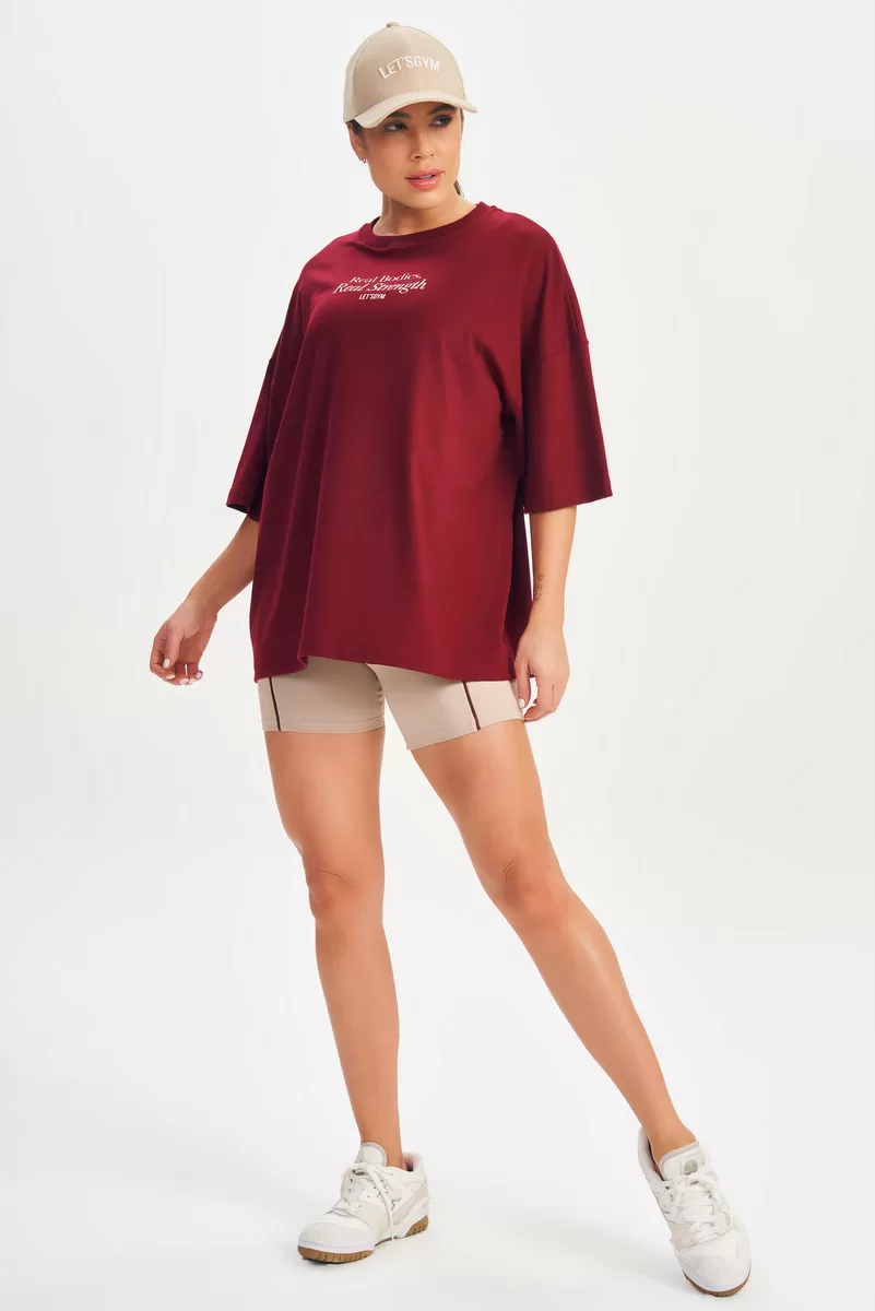 Lets Gym - Camiseta Oversizes Real Bodies Marsala - 2695MS