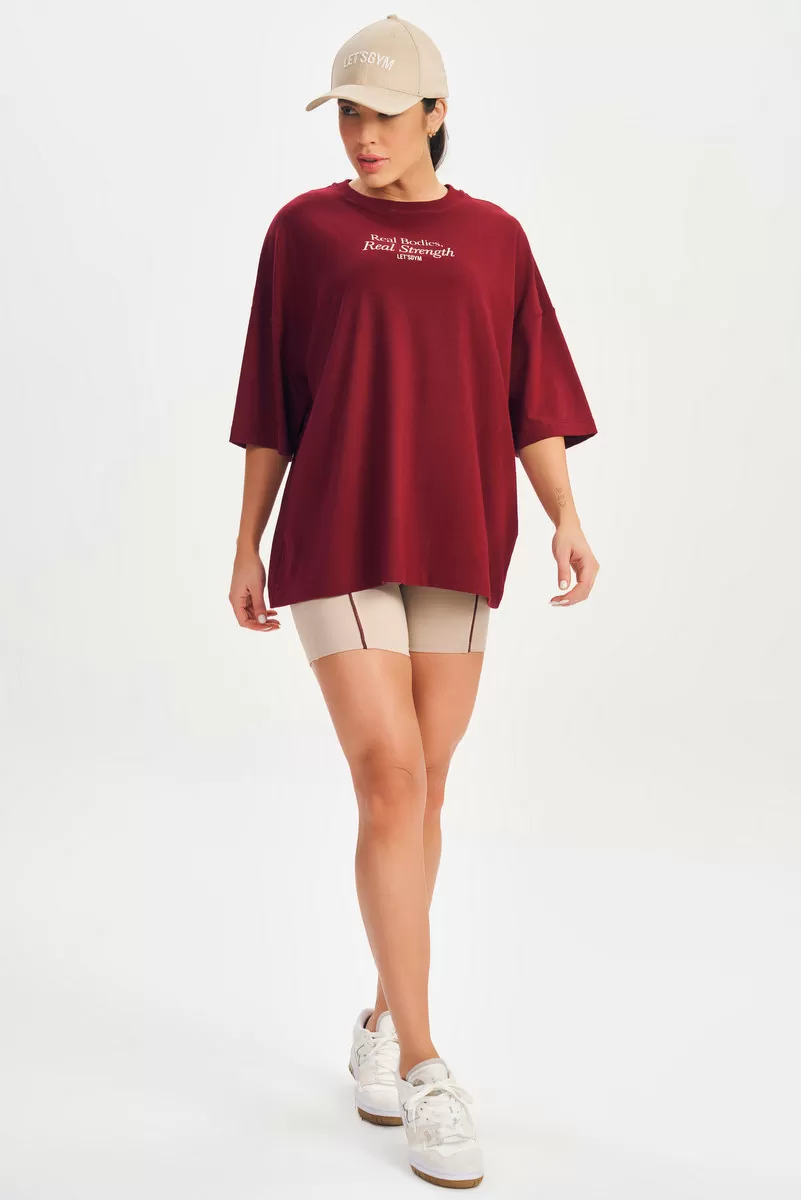 Lets Gym - Camiseta Oversizes Real Bodies Marsala - 2695MS