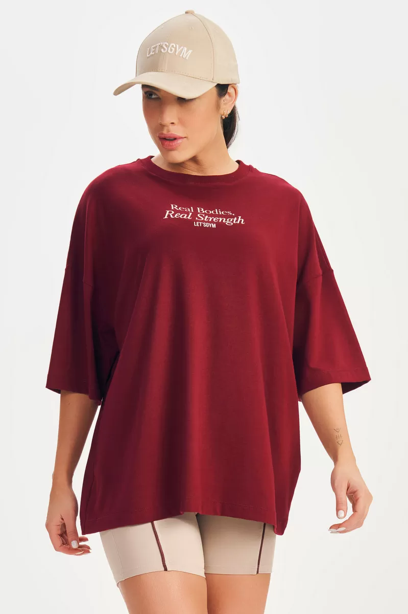Lets Gym - Camiseta Oversizes Real Bodies Marsala - 2695MS