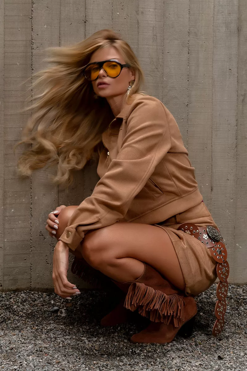 Miss Misses - Denise Jacket with Zipper Pocket Brown - 54551134