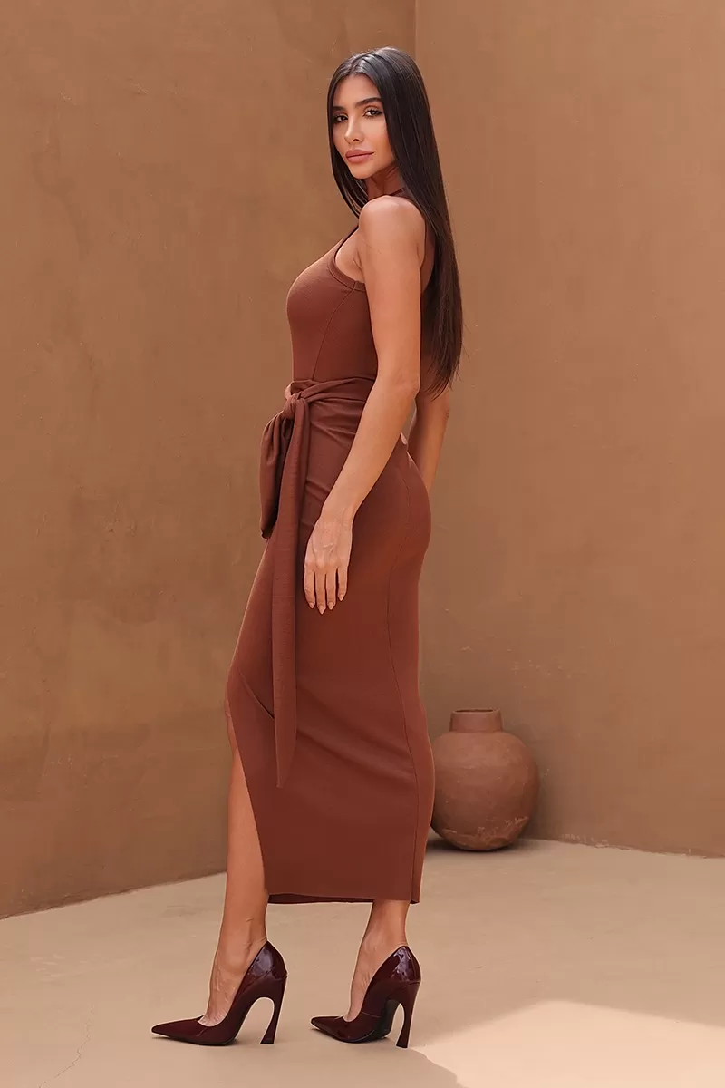 Dot Clothing - Vestido Body Dot Clothing Regata Longuete Marrom - 2224MARROMES