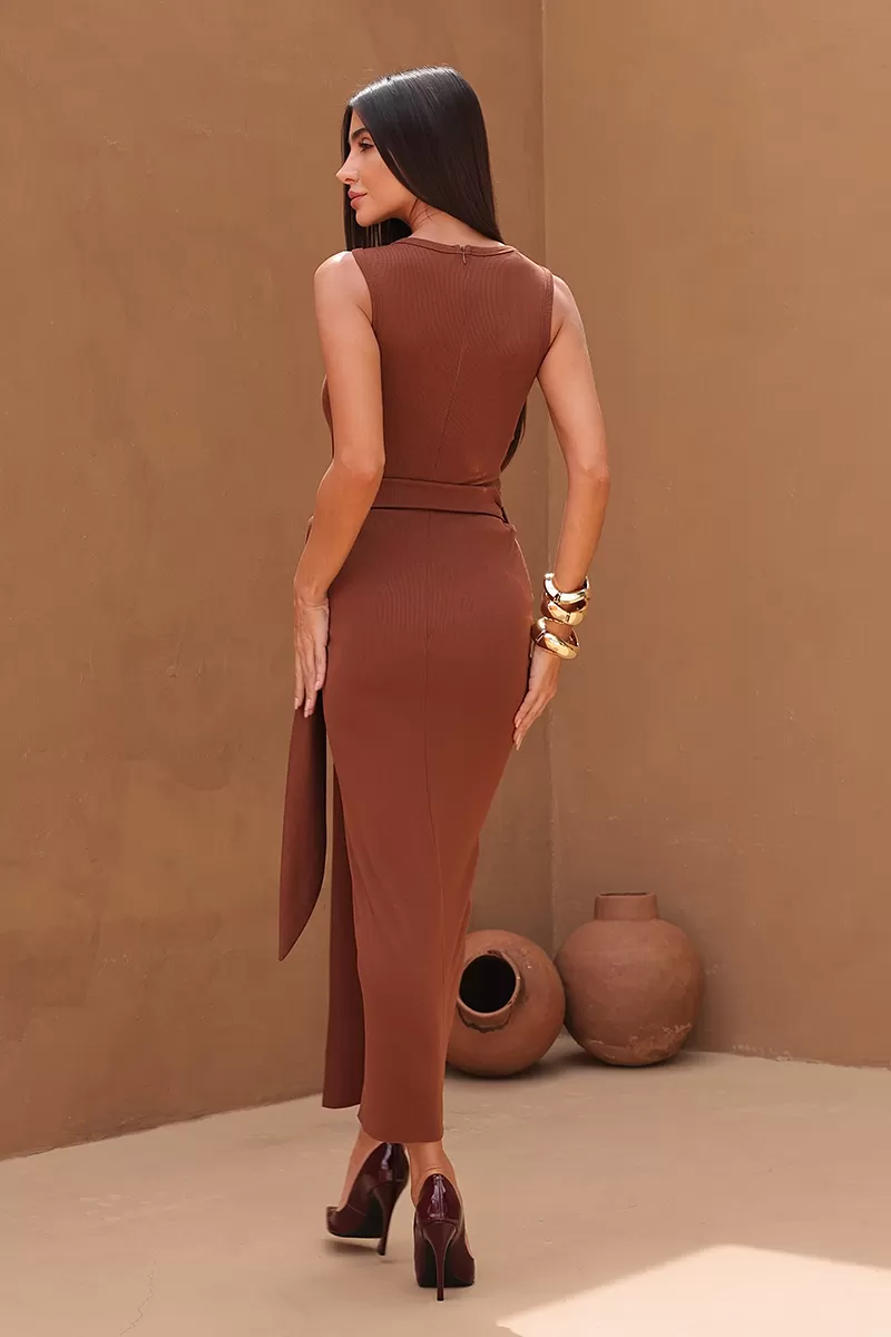 Dot Clothing - Vestido Body Dot Clothing Regata Longuete Marrom - 2224MARROMES