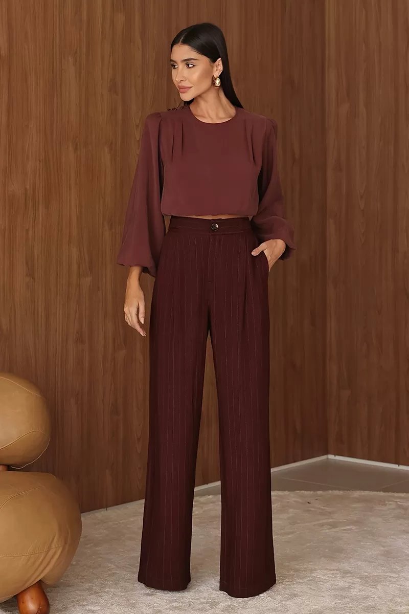 Dot Clothing - Pants Pantalona Dot Clothing Pinstripe Brown - 2690MARROM