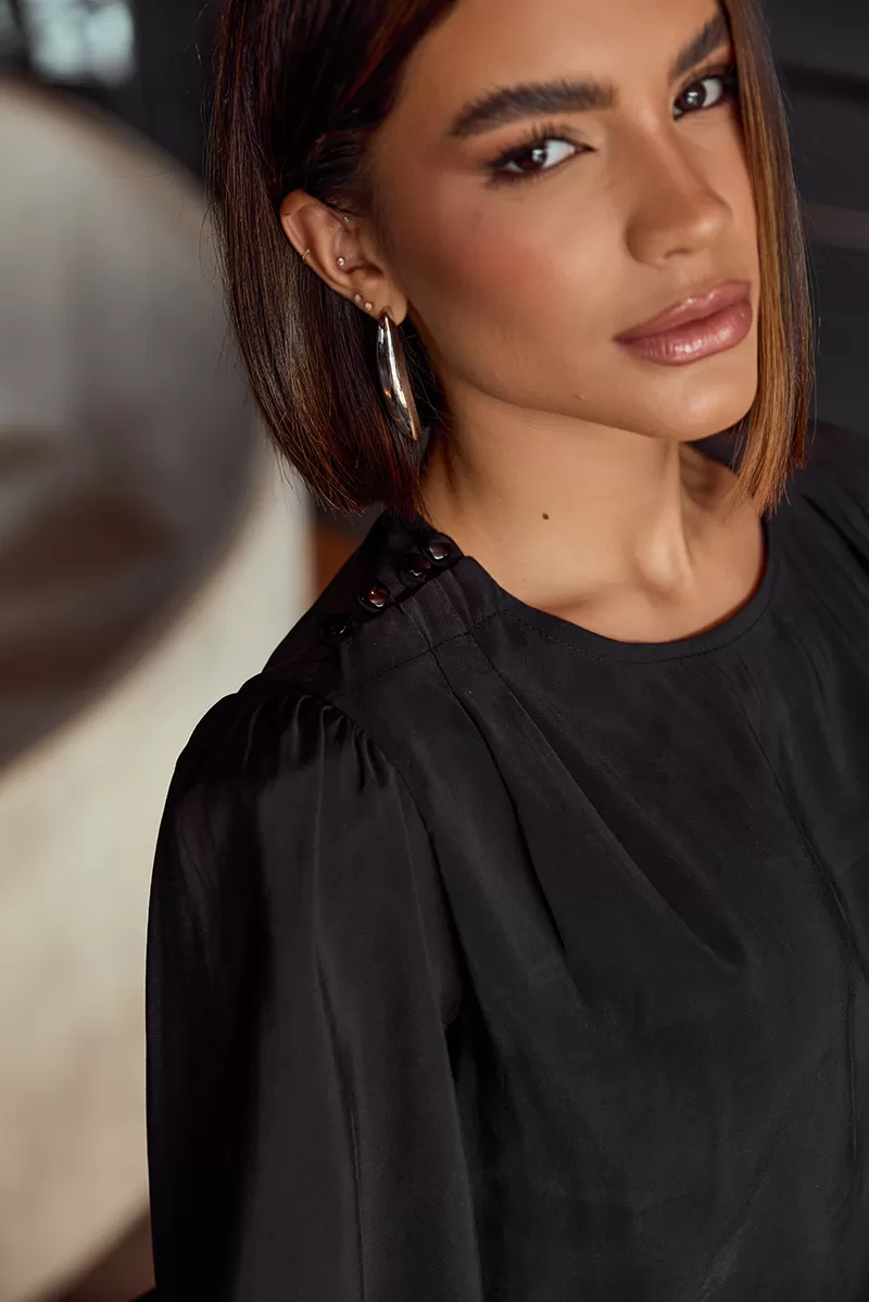 Dot Clothing - Blusa Manga Balonê Dot Clothing Preto - 2714PRETO