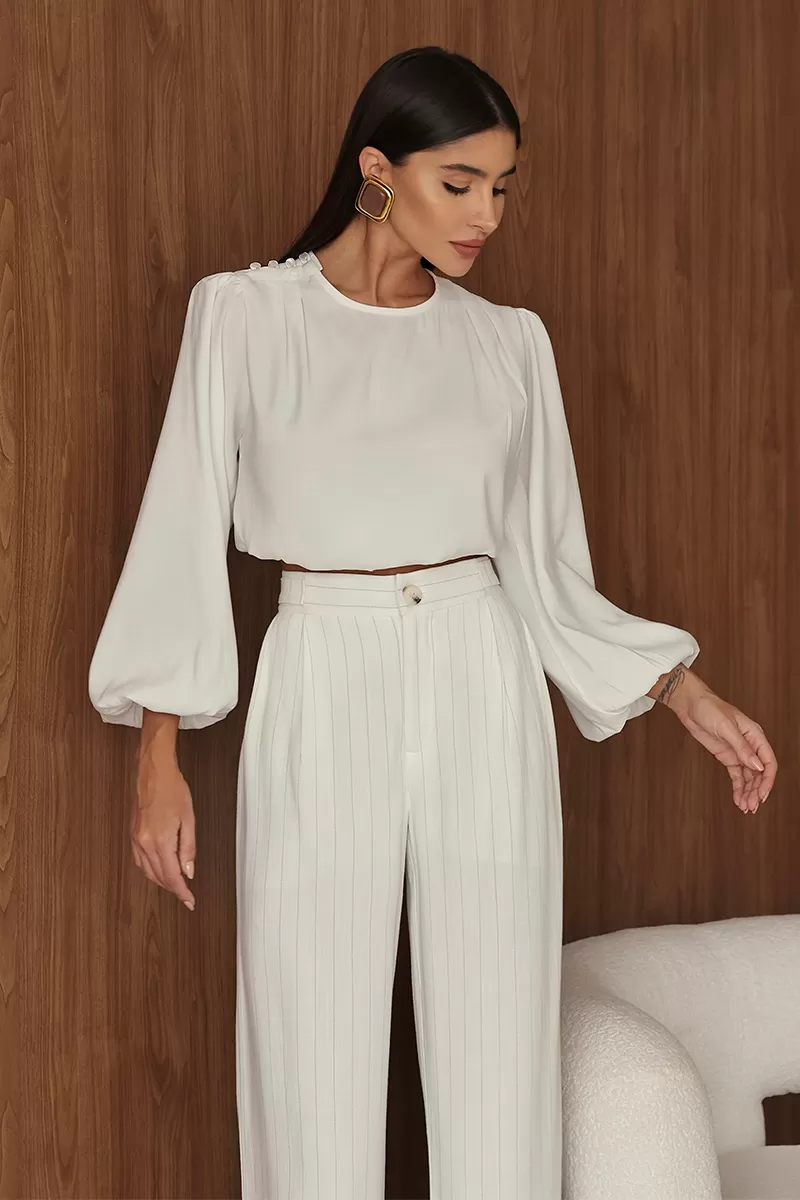 Dot Clothing - Balloon Sleeve Shirt Dot Clothing Off White - 2714OFF