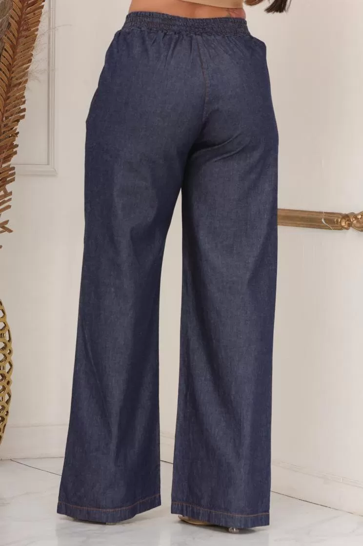 AS8 - Calça Pantalona Jeans Escuro - AYB1004