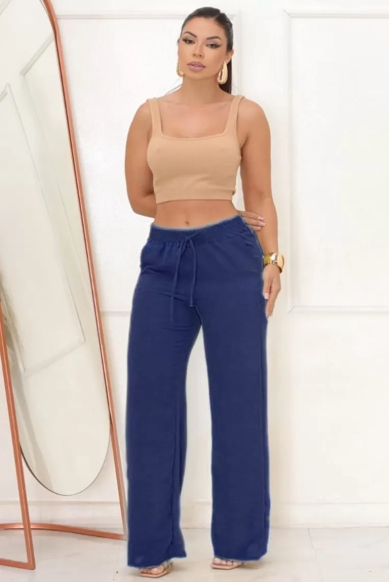 AS8 - Calça Pantalona Azul Marinho - AYB1009