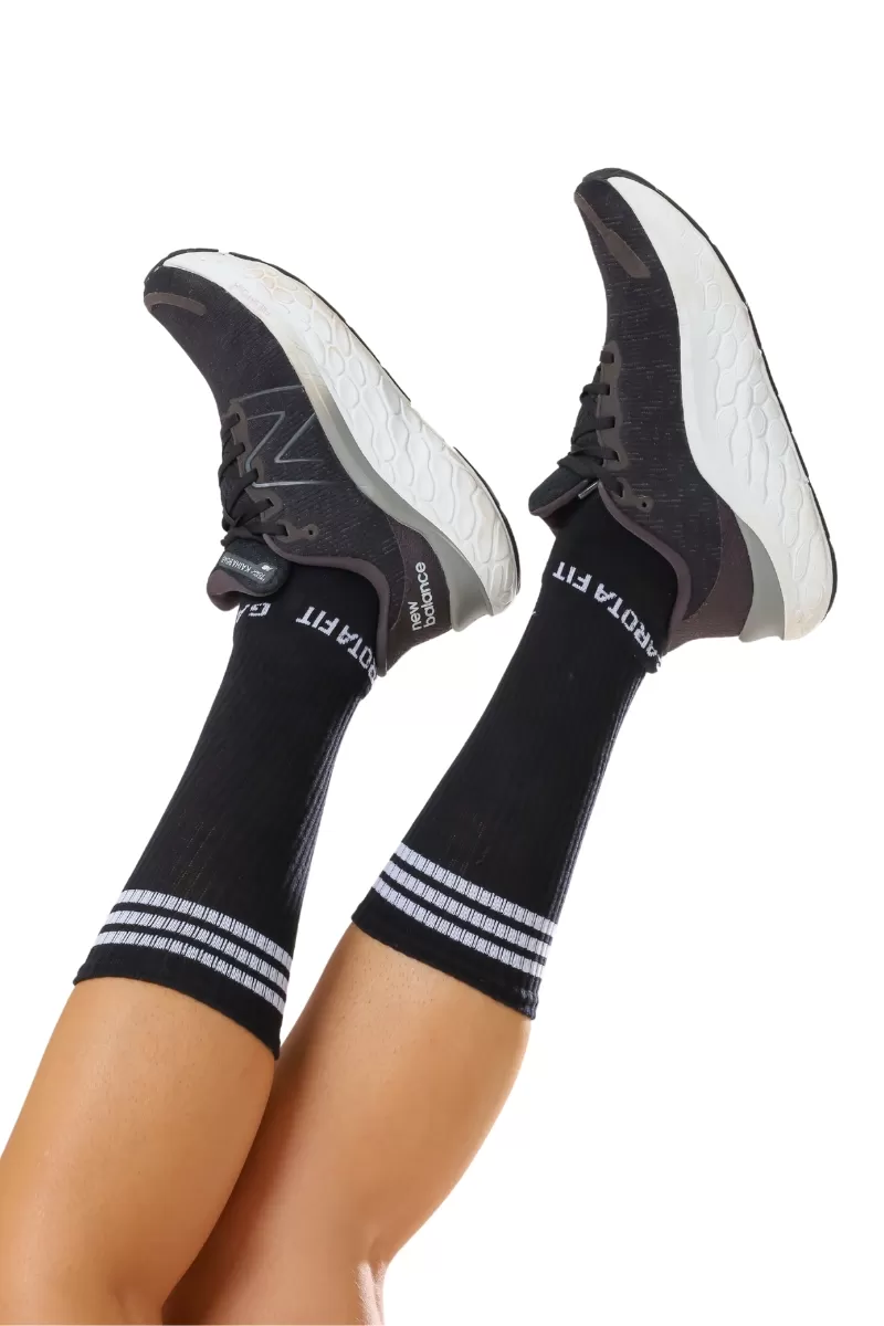 Garotafit - Meia Cano Alto Padrão Preto/listra Branco - MEIA01AB