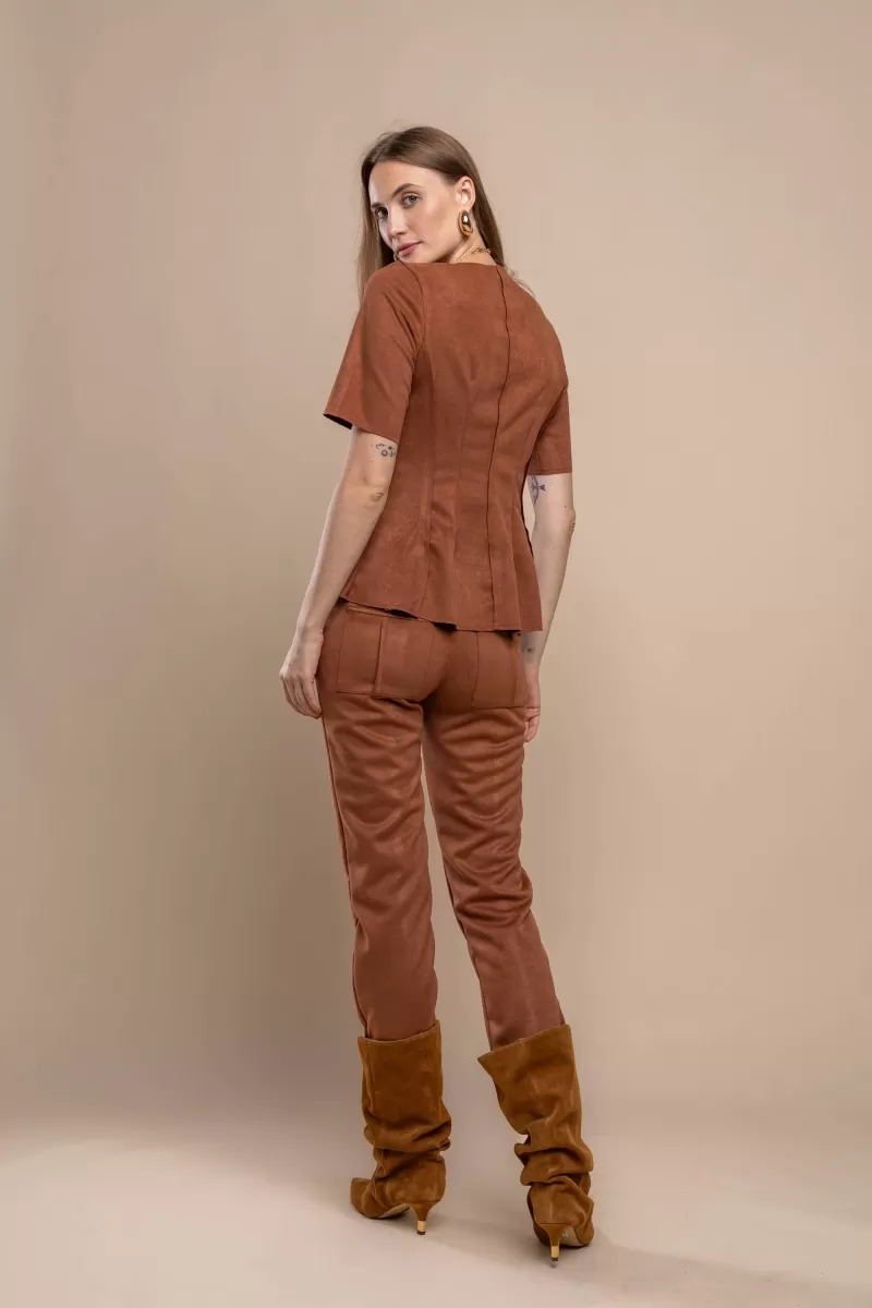 Hidrogênio - BLUSA PEPLUM COGNAC - 20464579