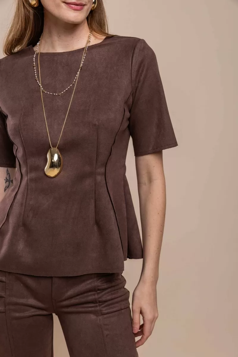 Hidrogênio - BLUSA PEPLUM CHOCOLATE - 20464032